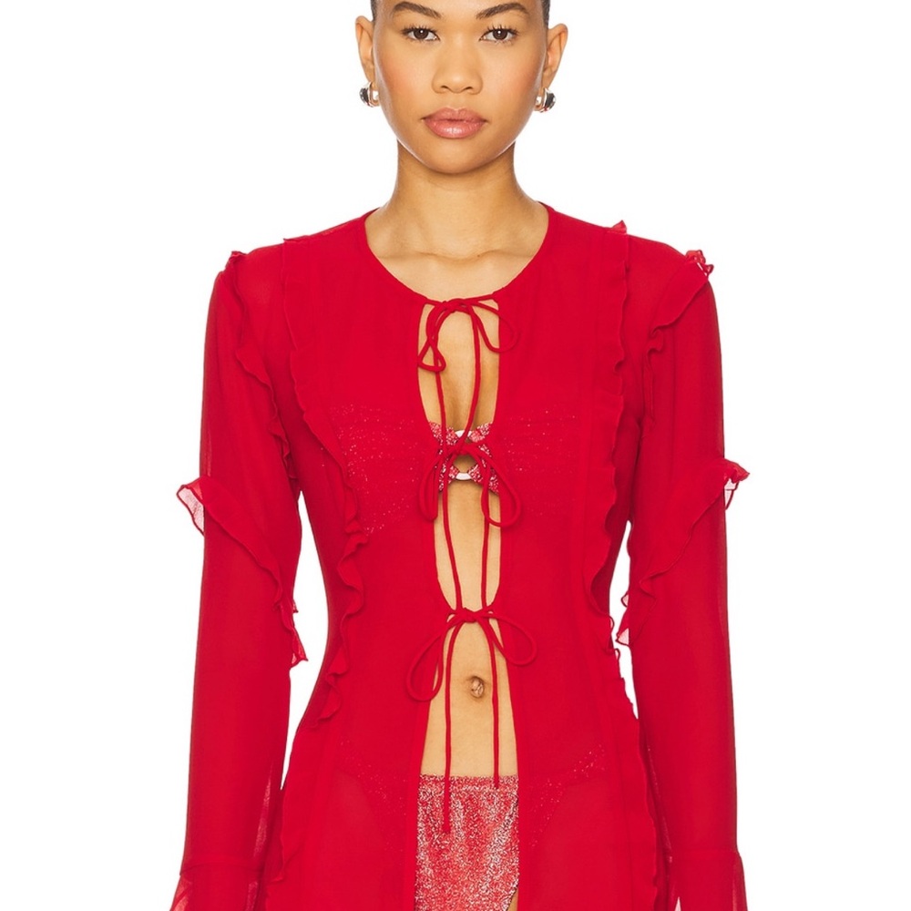 Vibrant Red Long Sleeve Dress